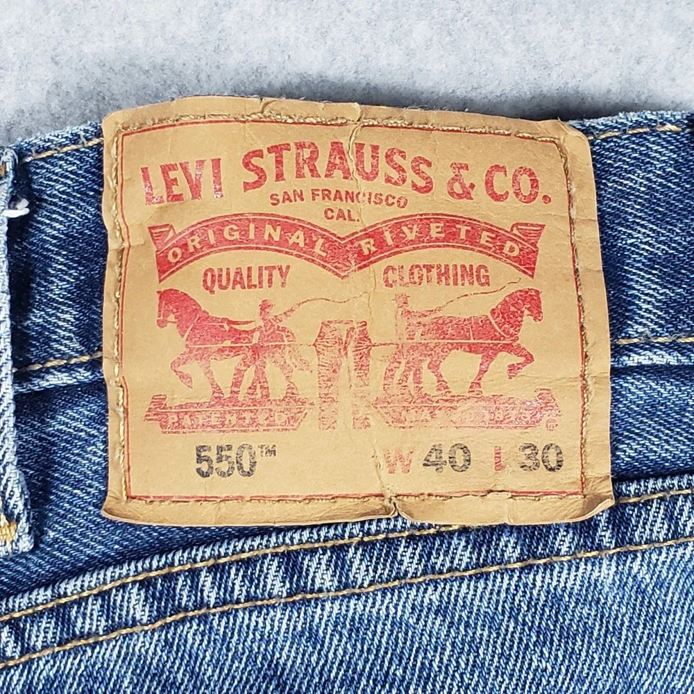 Levi's Mens Jeans 550 Relaxed Fit 40x30‎ Blue Denim Tapered Leg 00550-4886 Good